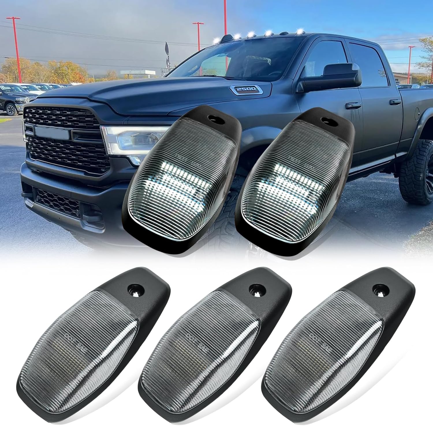 2019-2026 Ram HD Clear Smoked White Amber LED Roof Cab Lights - Image 11