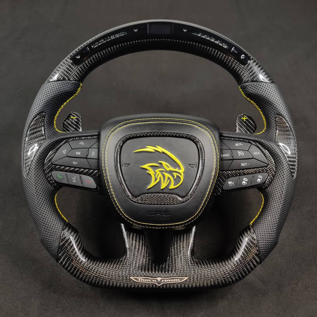 2014-2021 Jeep Trackhawk SRT Custom Carbon Fiber Steering Wheel w/ LED RPM Display - Image 3