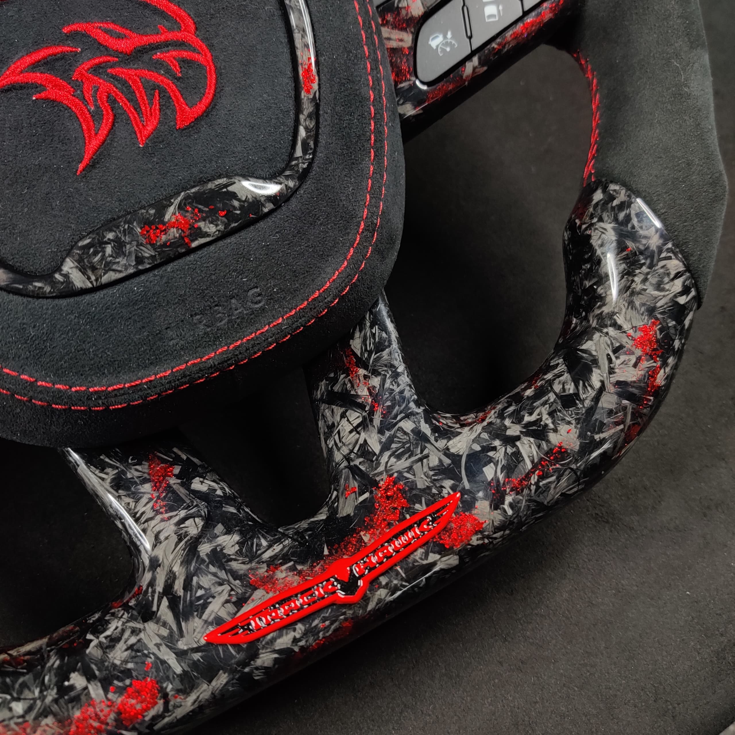 2014-2021 Jeep Trackhawk SRT Custom Carbon Fiber Steering Wheel w/ LED RPM Display - Image 15