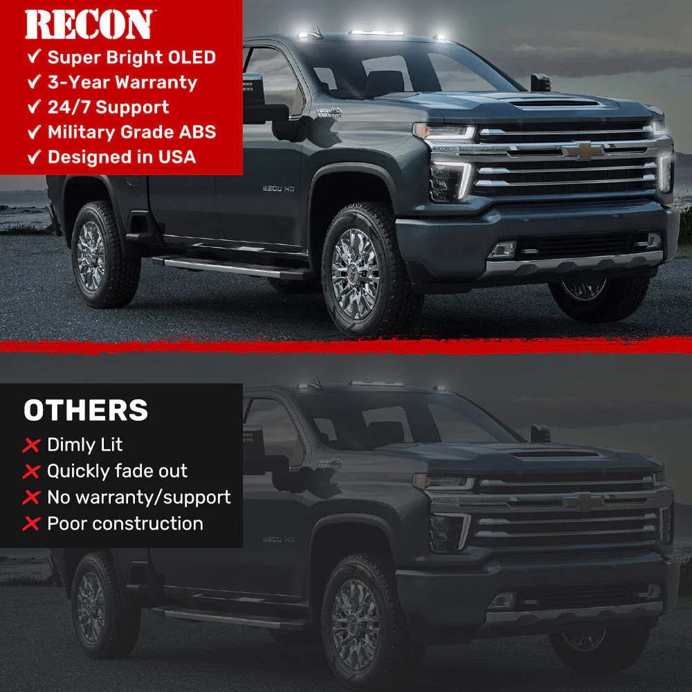 2020-2026+ GMC Chevy HD Clear Smoked White Amber LED Roof Cab Lights - Image 15