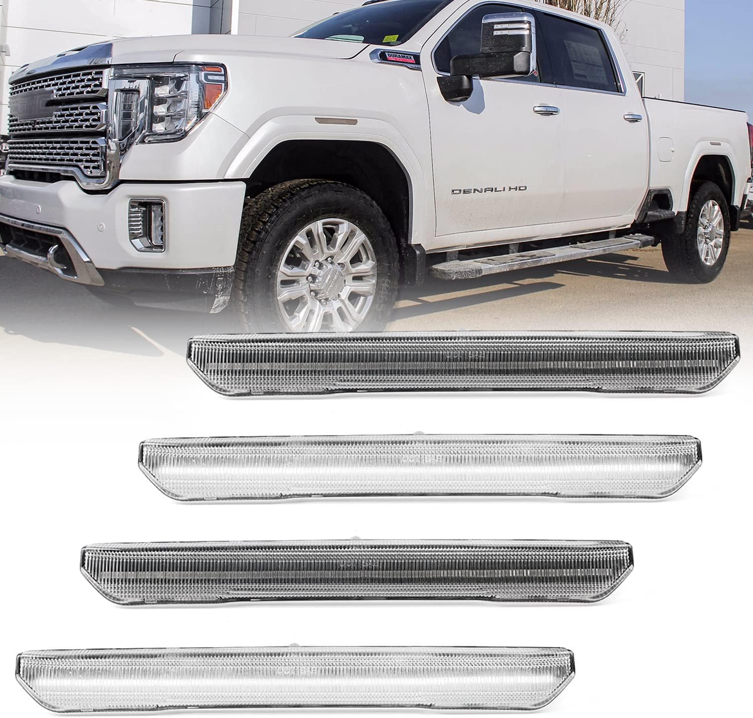 2020-2026+ GMC Sierra HD 2500 Smoked White Amber SCANNING LED Side Markers - Image 10