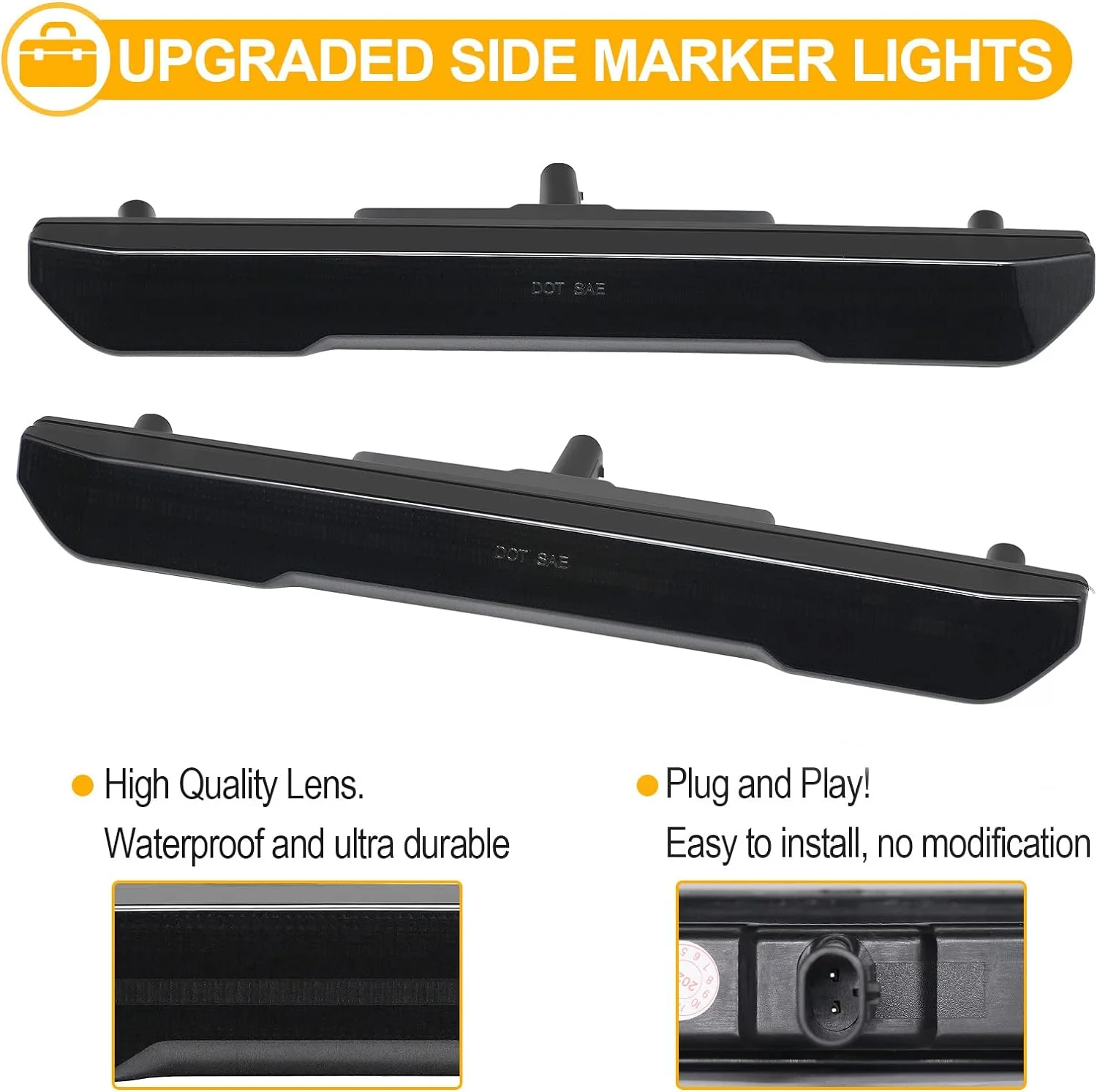 2020-2026+ GMC Sierra HD 2500 Smoked White Amber SCANNING LED Side Markers - Image 13