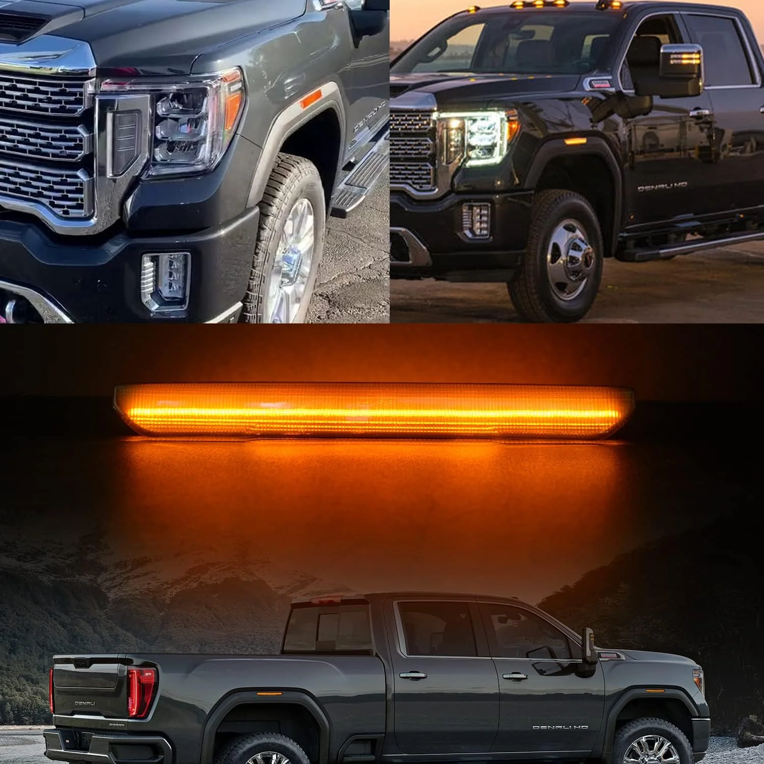 2020-2026+ GMC Sierra HD 2500 Smoked White Amber SCANNING LED Side Markers - Image 19