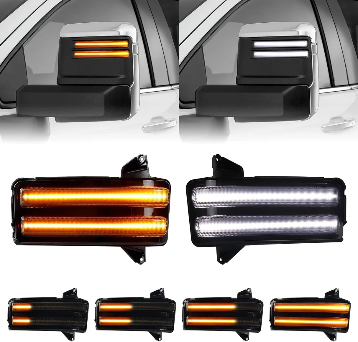 2020-2026+ GMC Sierra HD 2500 Smoked White Amber SCANNING LED Side Markers - Image 9