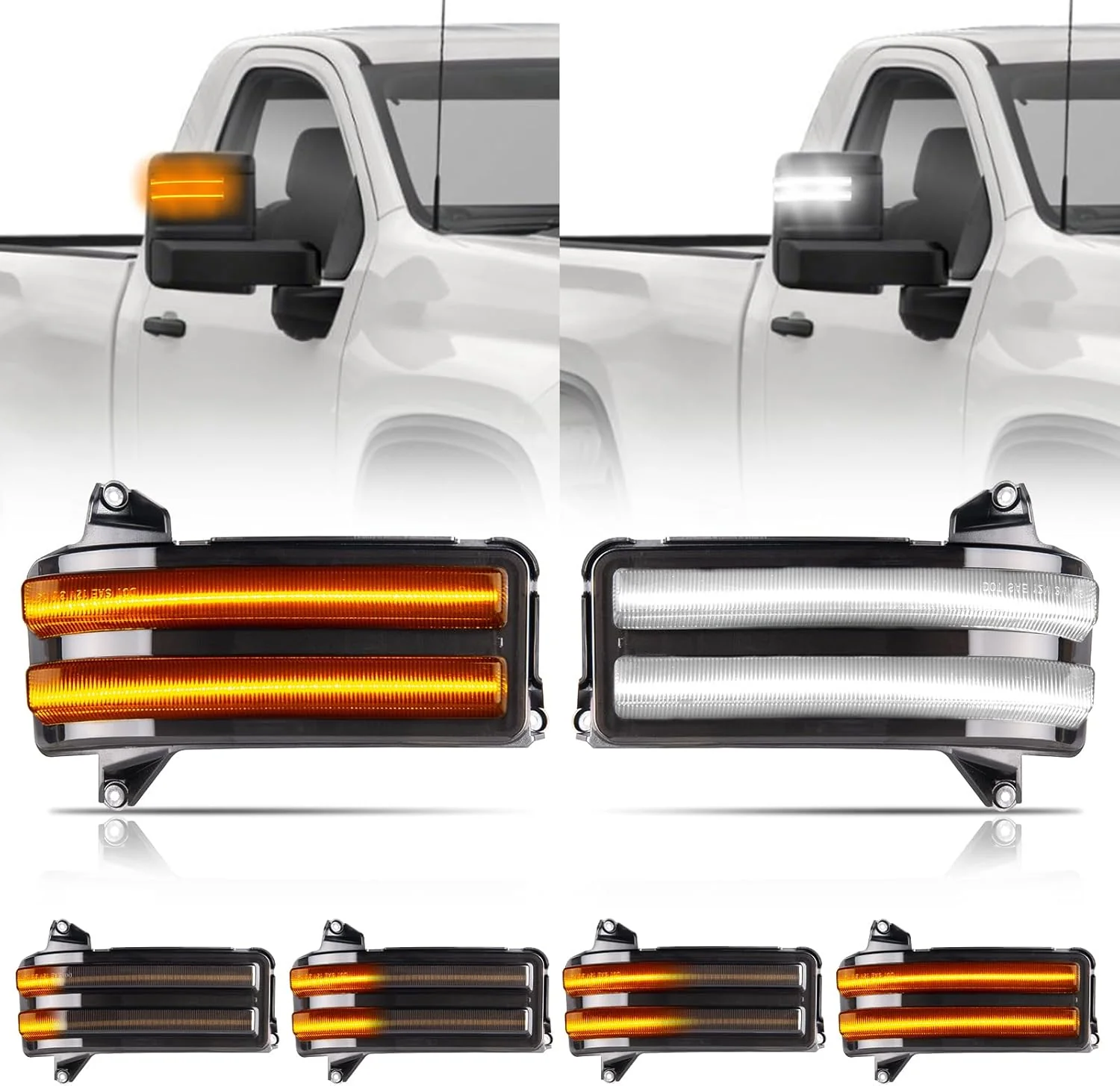 2020-2026+ GMC Chevy Sierra Silverado Smoked Switchback LED Mirror Lights - Image 14