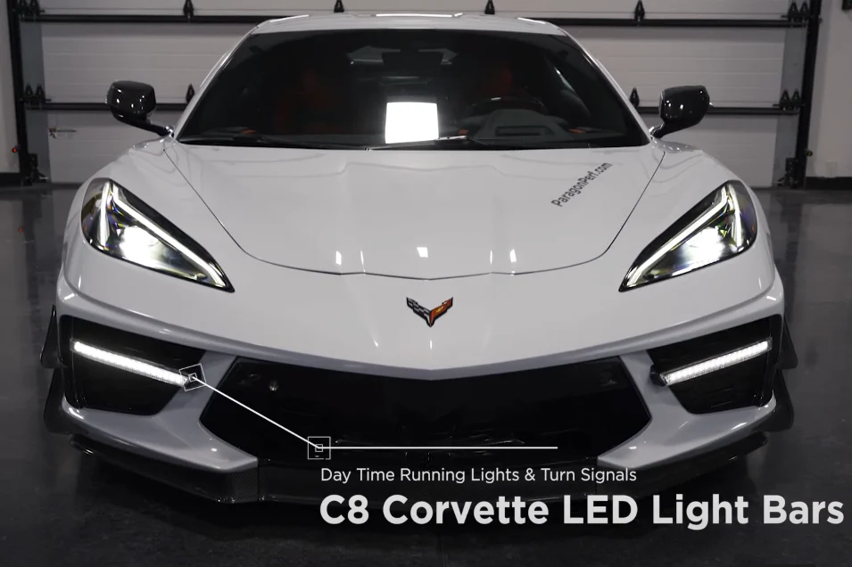 2020+ Chevy C8 Corvette Sequential Switchback LED DRL Grill Accent Bumper Lights - Image 11