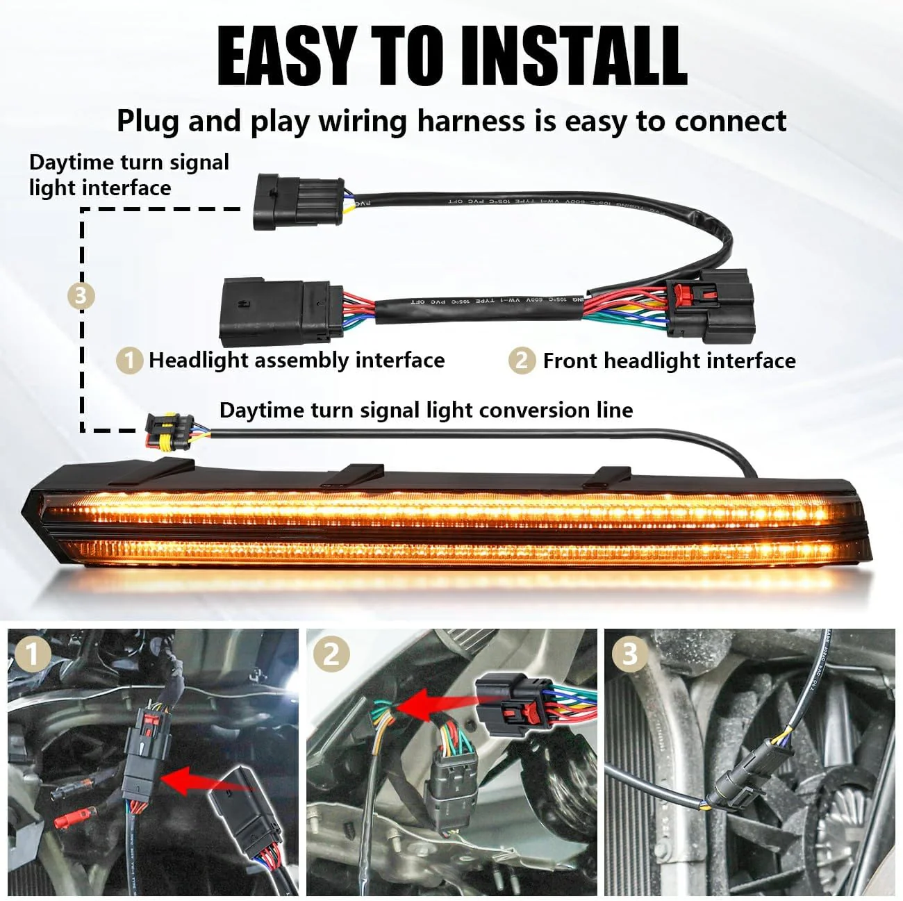 2020+ Chevy C8 Corvette Sequential Switchback LED DRL Grill Accent Bumper Lights - Image 4