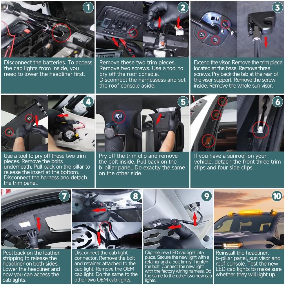 2020-2026+ GMC Chevy HD Smoked White Amber LED Roof Cab Lights - Image 15