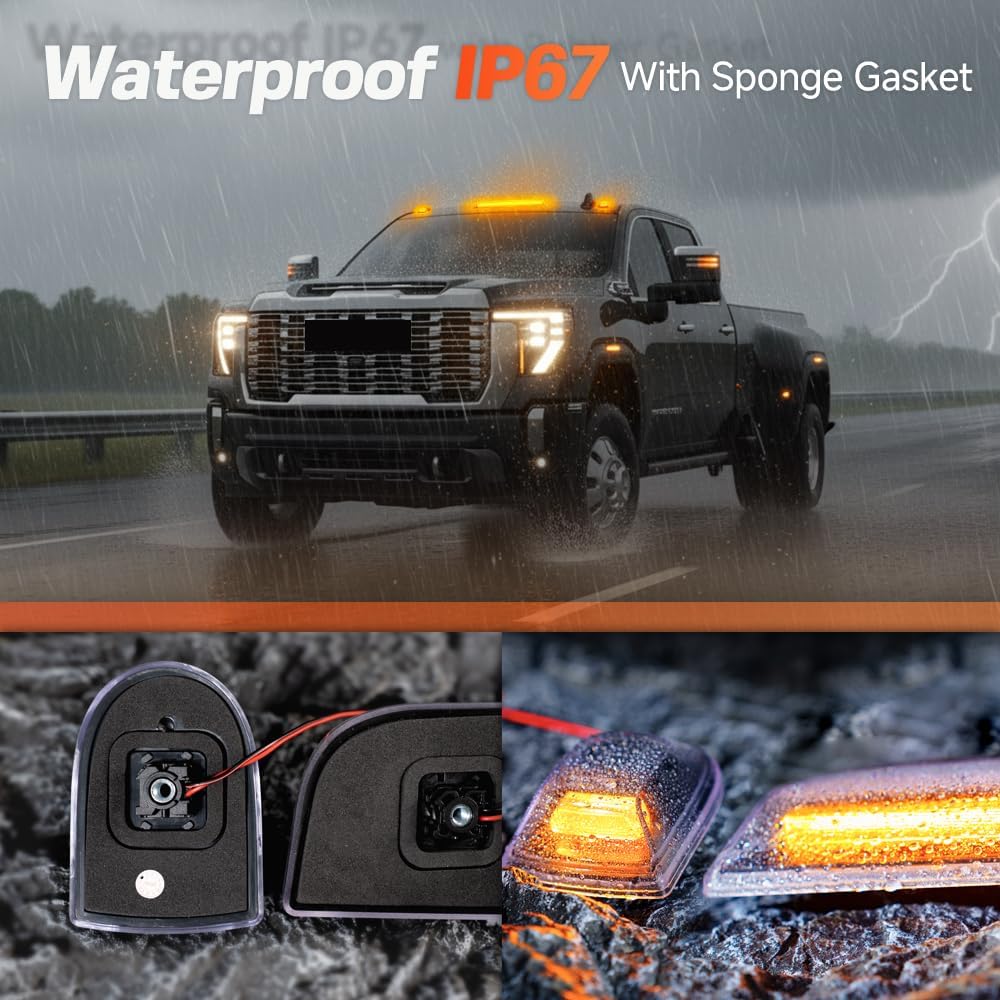 2020-2026+ GMC Chevy HD Smoked White Amber LED Roof Cab Lights - Image 17