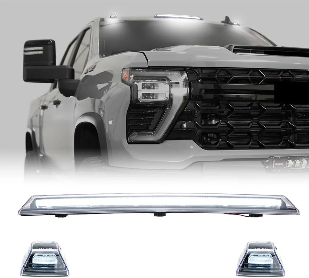 2020-2026+ GMC Chevy HD Smoked White Amber LED Roof Cab Lights - Image 3