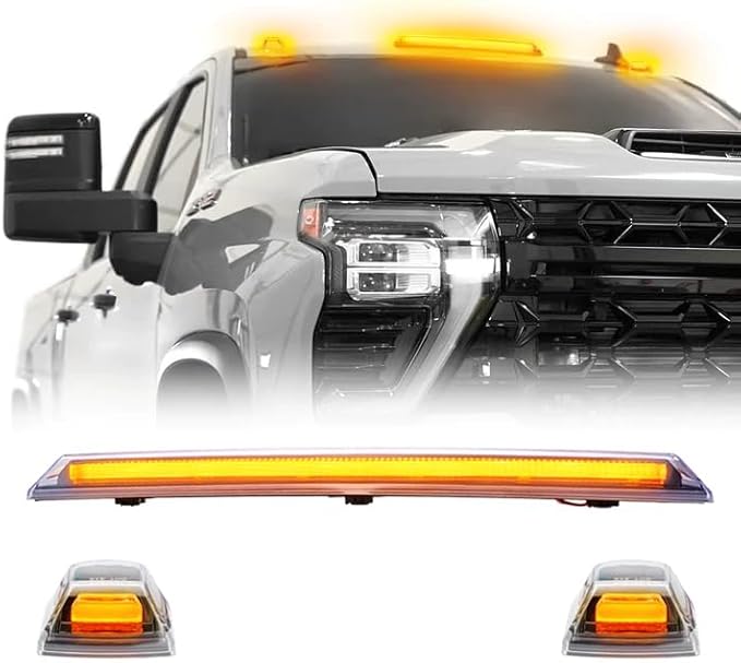 2020-2026+ GMC Chevy HD Smoked White Amber LED Roof Cab Lights - Image 4
