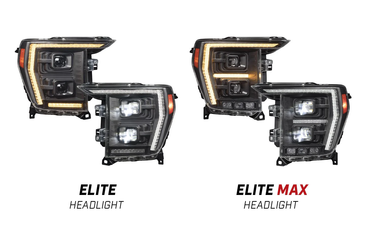 2021-2023 Ford F-150 & Raptor ELITE MAX LED White/Amber DRL Projector Headlights - Image 13
