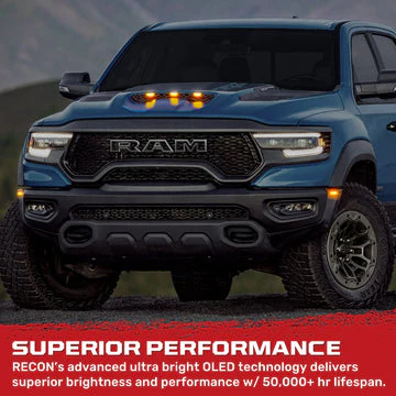 Ram TRX RHO Smoked White/Amber LED Hood + Fender Lights - Image 6