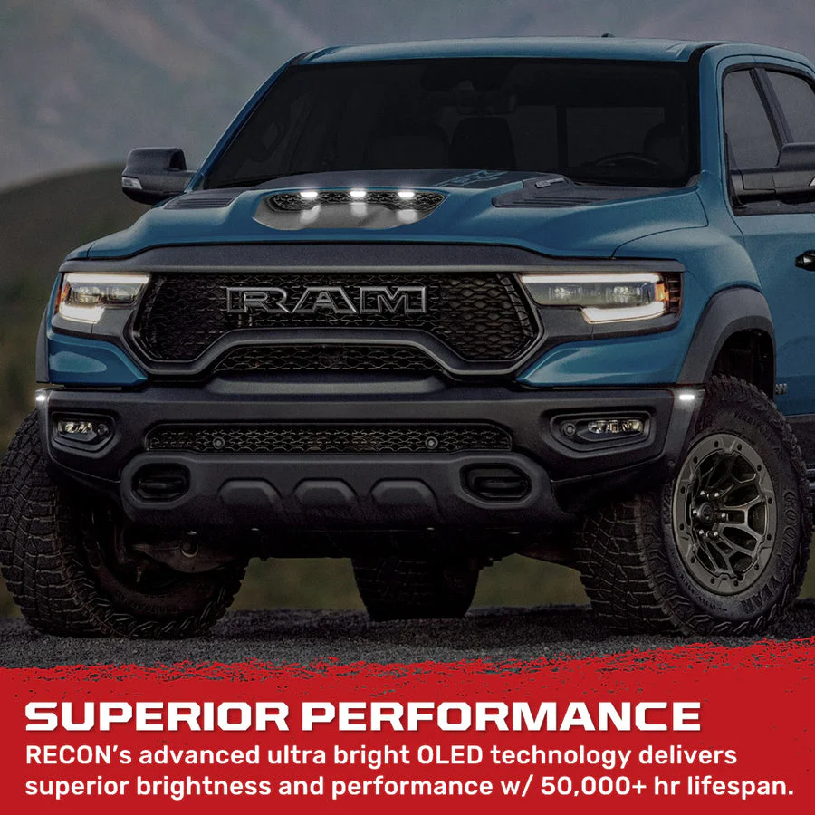 Ram TRX RHO Smoked White/Amber LED Hood + Fender Lights - Image 7