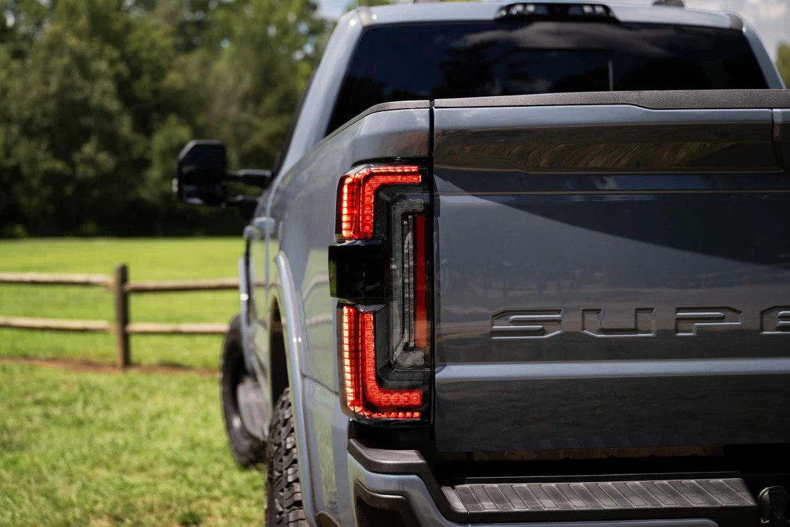 2023-2026+ Ford Super Duty F250 Red Smoked LED Tail Lights - Image 4