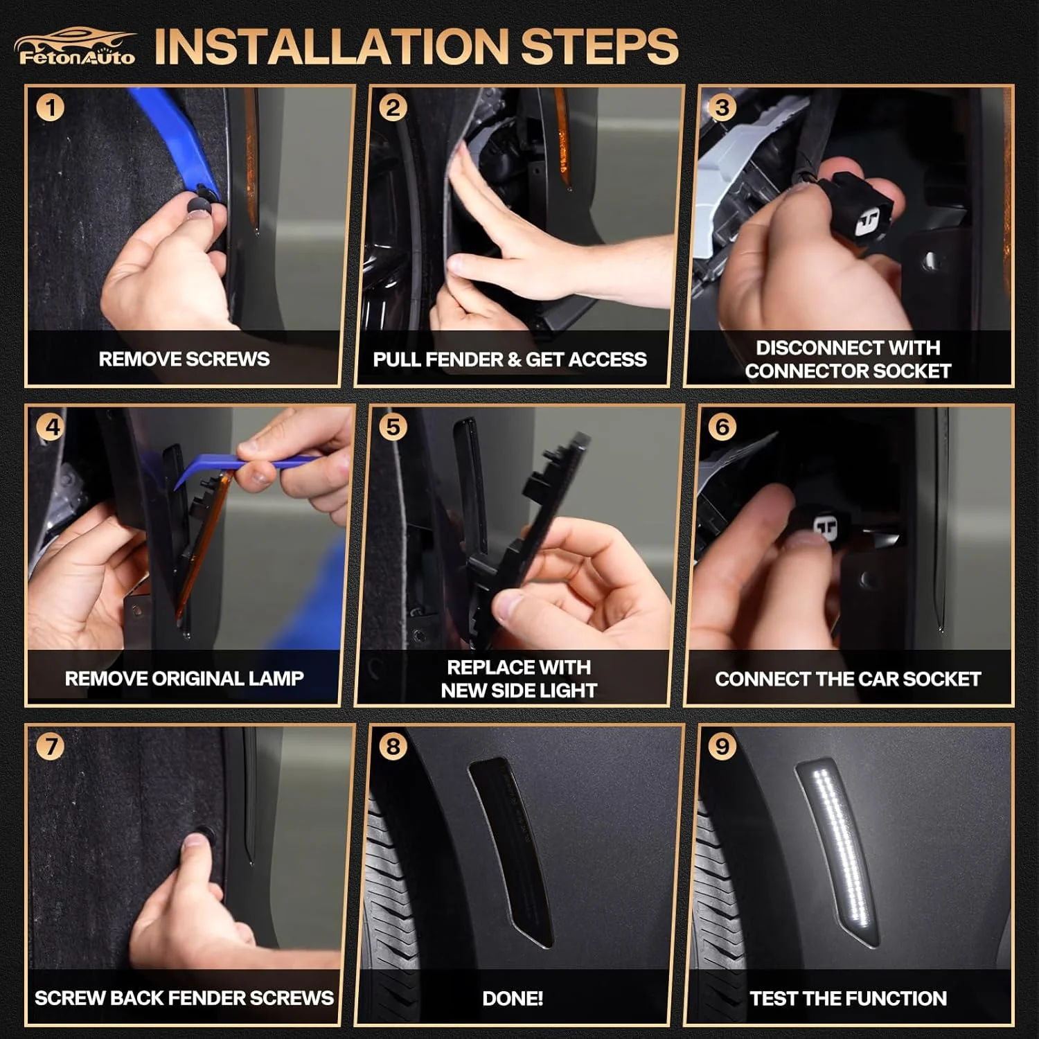 2024-2026+ Ford Mustang S650 SCANNING White LED Smoked Side Marker Lights - Image 10