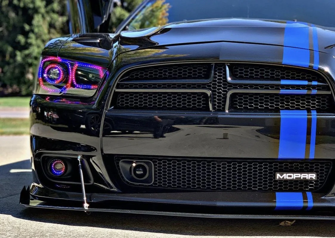 2011-2014 Dodge Charger RGBW Flow Series LED Halo Projector Headlights - Image 11