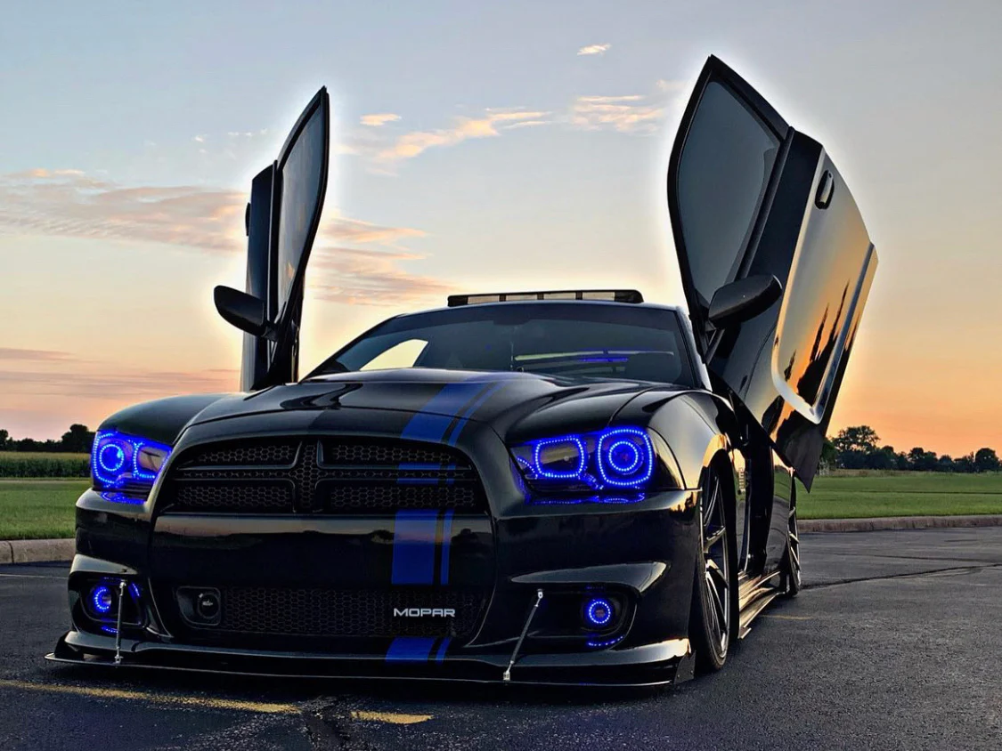 2011-2014 Dodge Charger RGBW Flow Series LED Halo Projector Headlights - Image 12