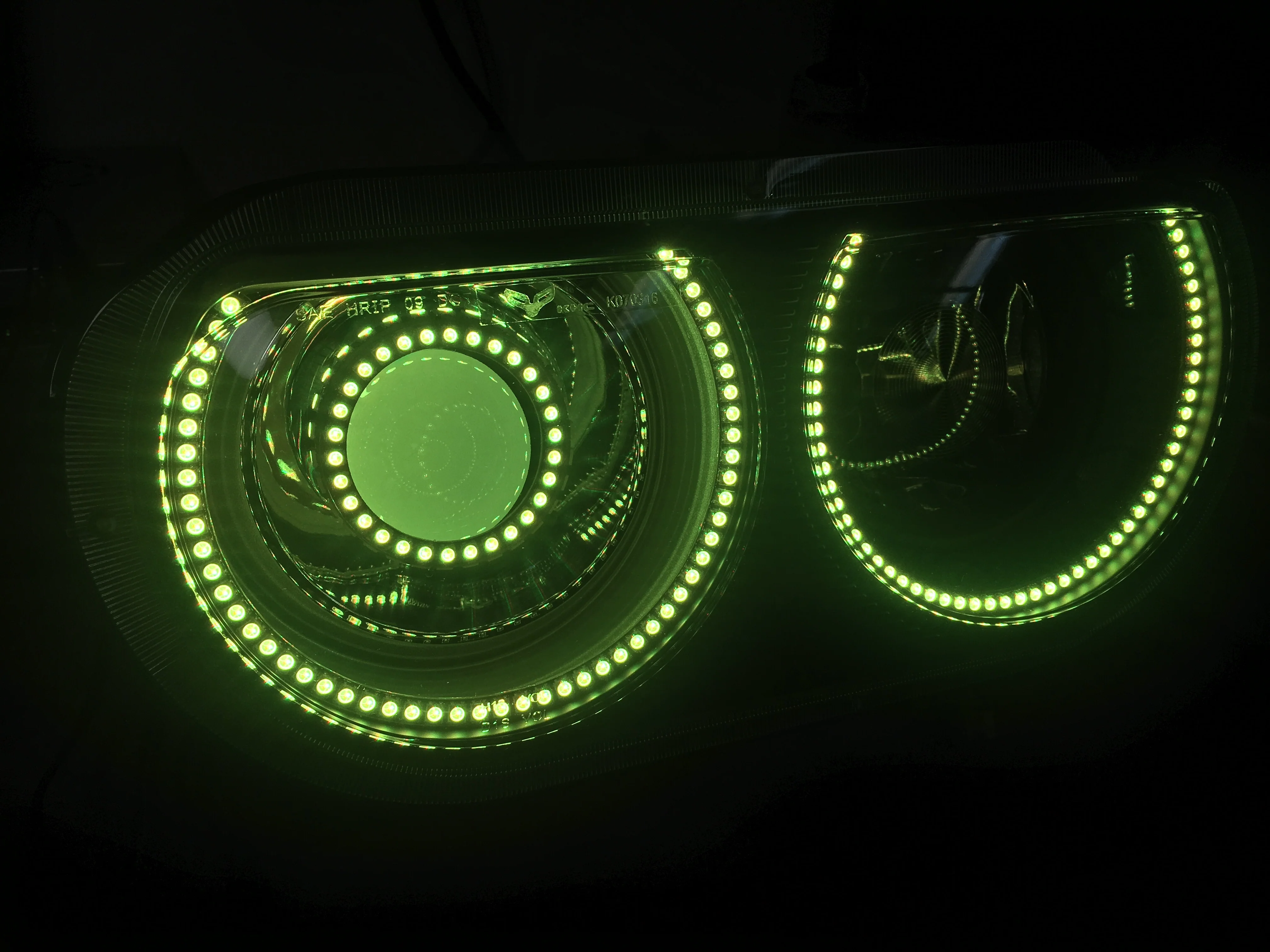 2008-2014 Dodge Challenger RGBW Color-Chasing LED Halo Prebuilt Projector Headlights (Flow Series) - Image 10