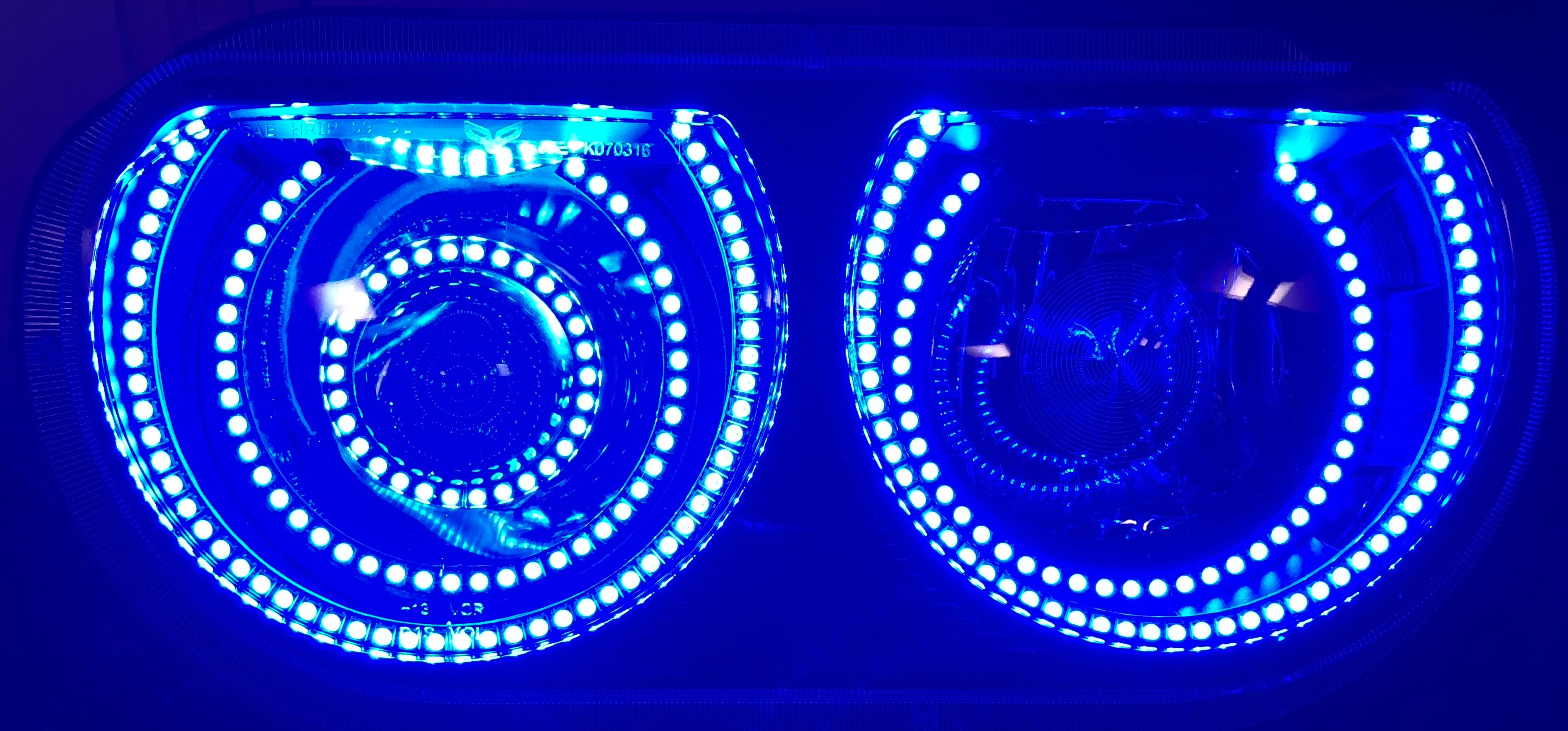 2008-2014 Dodge Challenger RGBW Color-Chasing LED Halo Prebuilt Projector Headlights (Flow Series) - Image 15