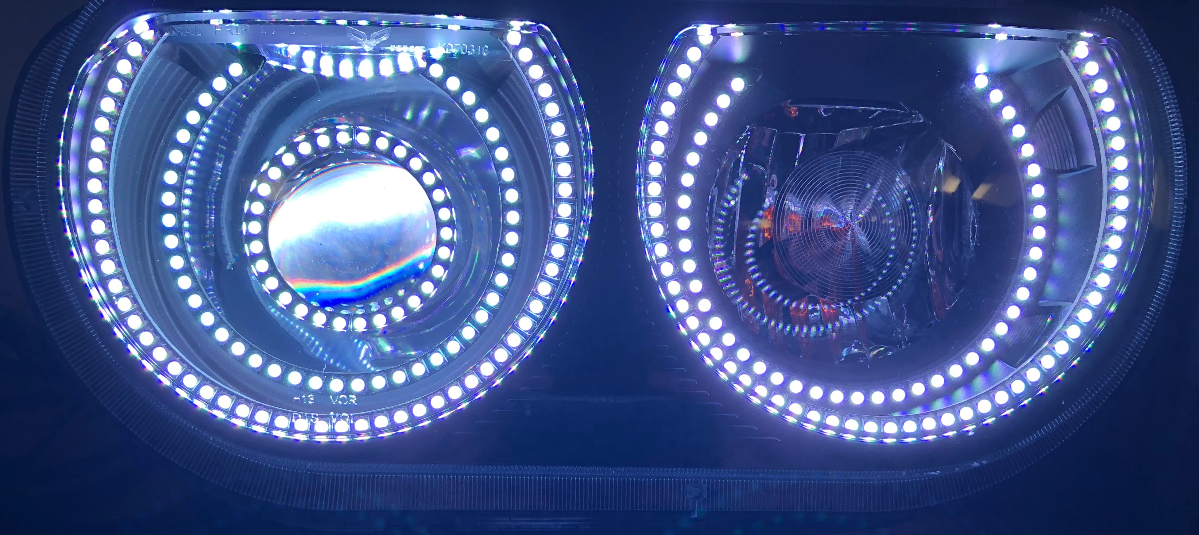 2008-2014 Dodge Challenger RGBW Color-Chasing LED Halo Prebuilt Projector Headlights (Flow Series) - Image 16