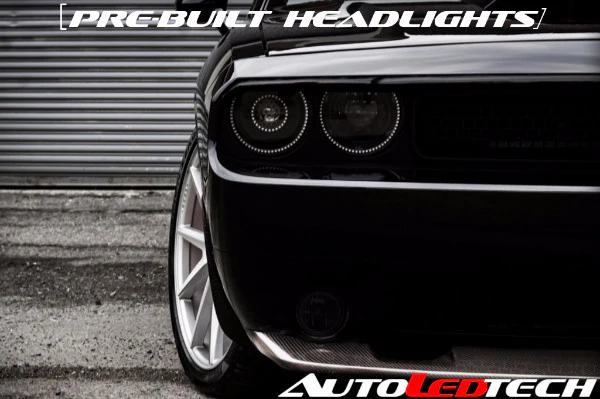 2008-2014 Dodge Challenger RGBW Color-Chasing LED Halo Prebuilt Projector Headlights (Flow Series) - Image 5