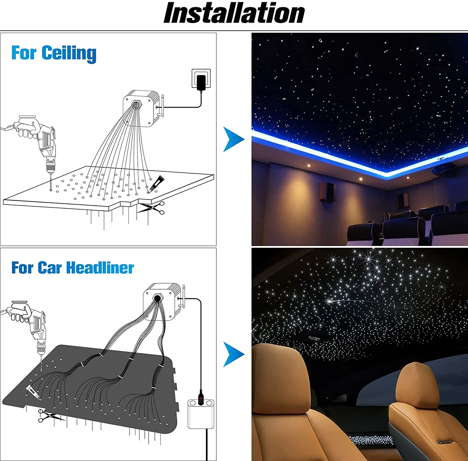 RGBW LED SHOOTING STAR Starlight Headliner Roof Kit - Image 14