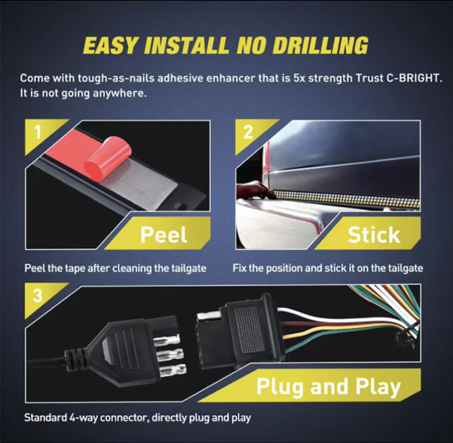 LED Tailgate Light Bar Sequential Brake/Reverse/Turn Signal - Fits Any Truck - Image 5